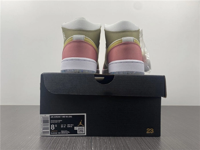 OdorResistant Jordan1 Mid SE Pastel Vivid Green Grind  DJ0338- 3706